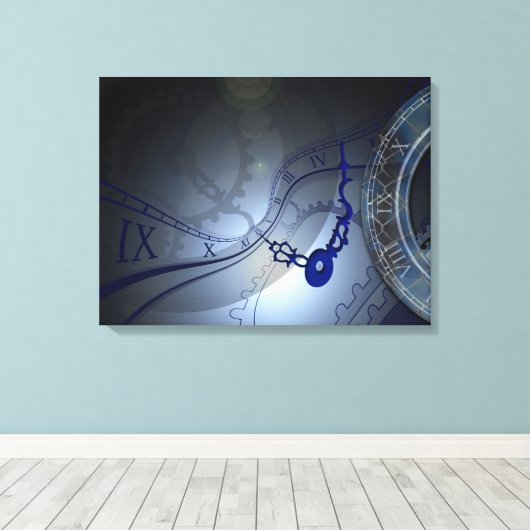 Abstract blauw smeltklokontwerp canvas afdruk (Insitu (Houten vloer))