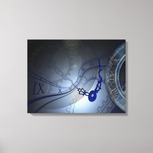 Abstract blauw smeltklokontwerp canvas afdruk