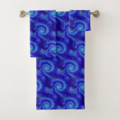Abstract Blauw Spiraal Fractaal Patroon Bad Handdoek (Insitu)