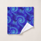 Abstract Blauw Spiraal Fractaal Patroon Bad Handdoek (Wasdoekje)