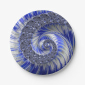 Abstract Blauw Spiral Papier Borden Papieren Bordje (Voorkant)