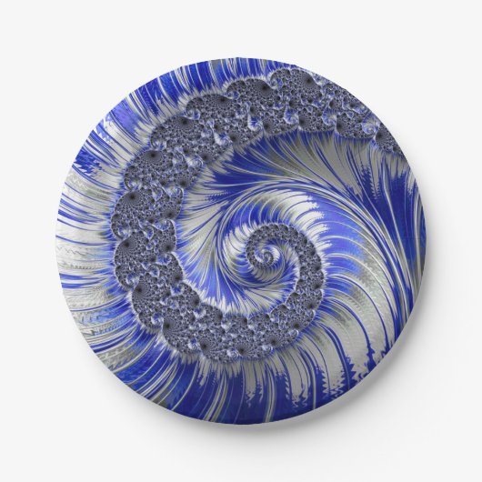 Abstract Blauw Spiral Papier Borden Papieren Bordje (Voorkant)