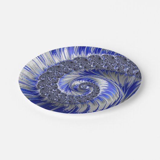Abstract Blauw Spiral Papier Borden Papieren Bordje (Gekanteld)