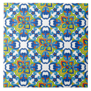 Abstract blauw-staartMexicaans Talavera Pattern Tegeltje