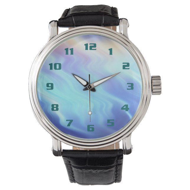 Abstract blauw Storm kleurrijke afloop Horloge (Voorkant)