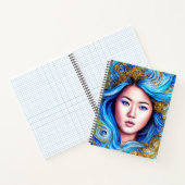 Abstract blauw Surrealisme Fantasy Woman Portret Notitieboek (Binnen)