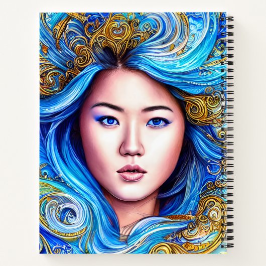 Abstract blauw Surrealisme Fantasy Woman Portret Notitieboek (Achterkant)