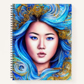 Abstract blauw Surrealisme Fantasy Woman Portret Notitieboek (Voorkant)
