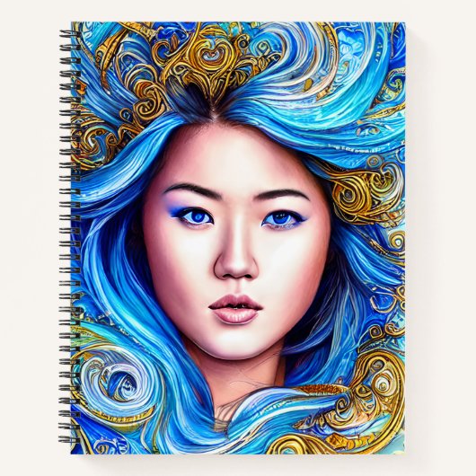 Abstract blauw Surrealisme Fantasy Woman Portret Notitieboek (Voorkant)