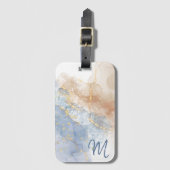 Abstract blauw, taupe en goud bagagelabel (Voorkant (verticaal))