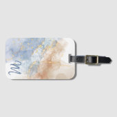 Abstract blauw, taupe en goud bagagelabel (Voorkant (horizontaal))