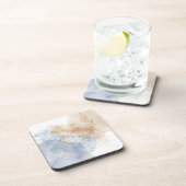 Abstract blauw, taupe en goud bier onderzetter (Rechterzijde)