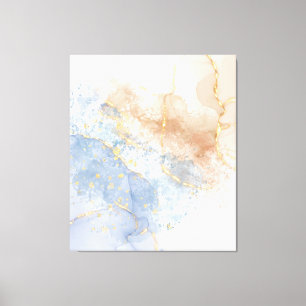 Abstract blauw, taupe en goud canvas afdruk