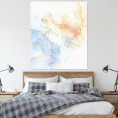 Abstract blauw, taupe en goud canvas afdruk (Insitu (Slaapkamer))