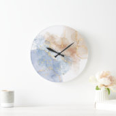 Abstract blauw, taupe en goud grote klok (Huis)