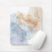 Abstract blauw, taupe en goud muismat (Met muis)