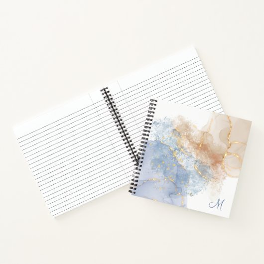 Abstract blauw, taupe en goud notitieboek (Binnen)