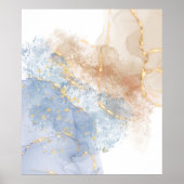 Abstract blauw, taupe en goud poster (Voorkant)