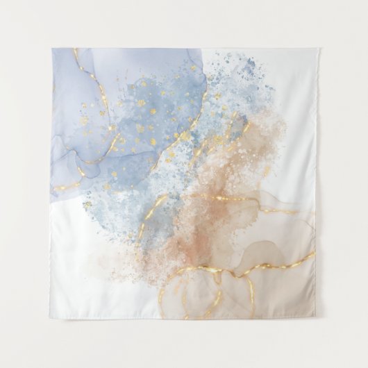 Abstract blauw, taupe en goud wandkleed (Voorkant (horizontaal))