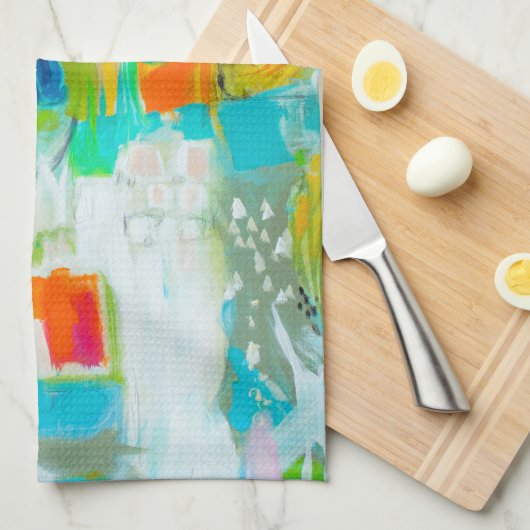 Abstract blauw theedoek (Quarter Fold)