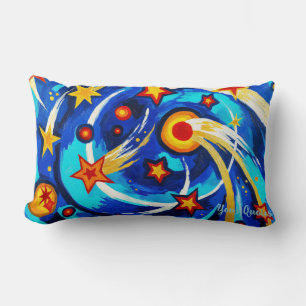 Abstract Blauw Turkoois Sterrenstelsel Schilderij Kussen