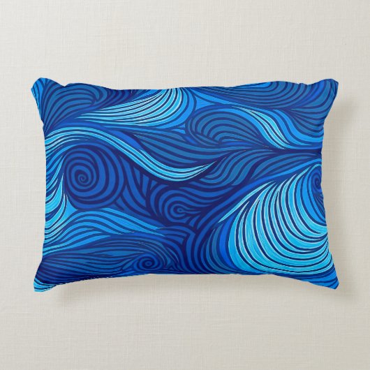 Abstract blauw turquoise oceaangolven | accent kussen (Voorkant)