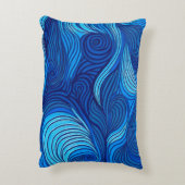 Abstract blauw turquoise oceaangolven | accent kussen (Achterkant (Verticaal))