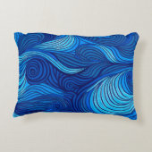 Abstract blauw turquoise oceaangolven | accent kussen (Achterkant)