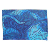 Abstract blauw turquoise oceaangolven | kussensloop (Voorkant-Links)