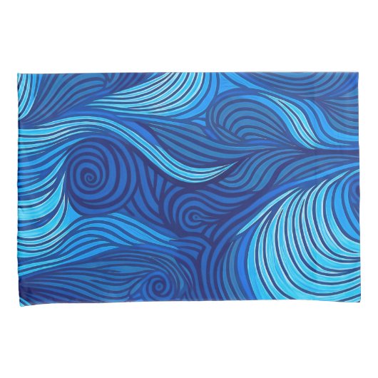 Abstract blauw turquoise oceaangolven | kussensloop (Voorkant-Rechts)