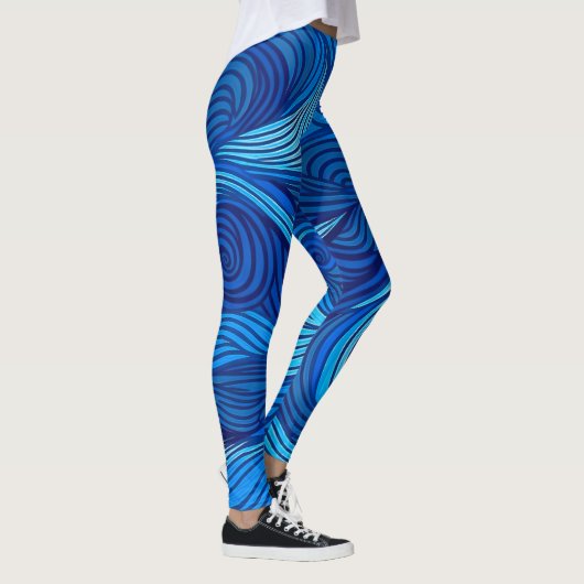 Abstract blauw turquoise oceaangolven | leggings (Rechts)