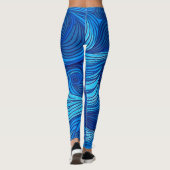 Abstract blauw turquoise oceaangolven | leggings (Achterkant)