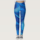 Abstract blauw turquoise oceaangolven | leggings (Voorkant)