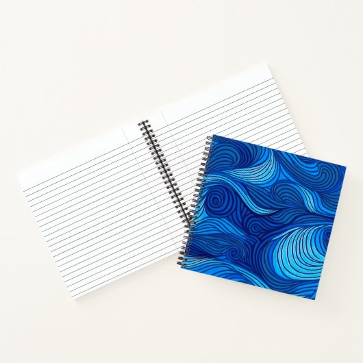 Abstract blauw turquoise oceaangolven | notitieboek (Binnen)