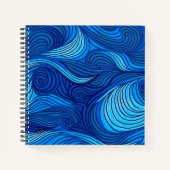 Abstract blauw turquoise oceaangolven | notitieboek (Voorkant)