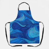 Abstract blauw turquoise oceaangolven | schort (Voorkant)