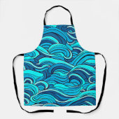 Abstract blauw turquoise oceaangolven | schort (Voorkant)