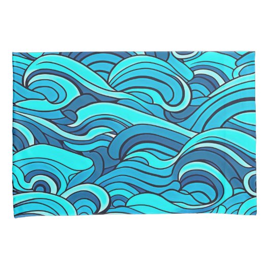 Abstract blauw turquoise oceaanwater golven | kussensloop (Voorkant-Rechts)