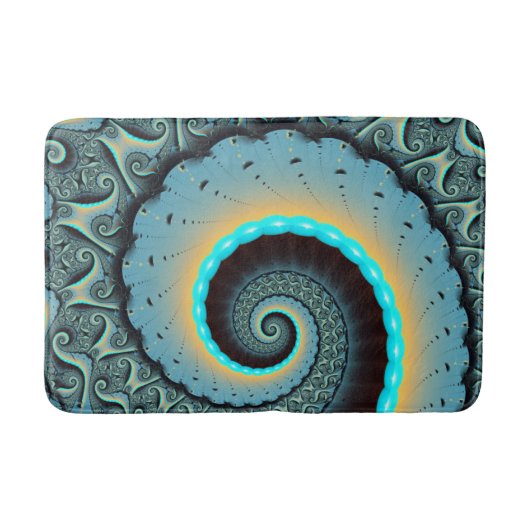 Abstract blauw turquoise oranje fractale kunst spi badmat (Voorkant)