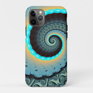 Abstract blauw turquoise oranje fractale kunst spi Case-Mate iPhone case