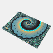Abstract blauw turquoise oranje fractale kunst spi deurmat (Schuin)