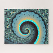 Abstract blauw turquoise oranje fractale kunst spi legpuzzel (Horizontaal)
