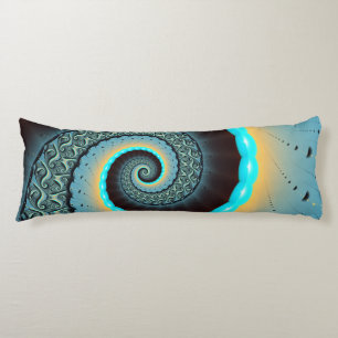 Abstract blauw turquoise oranje fractale kunst spi lichaamskussen