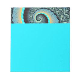 Abstract blauw turquoise oranje fractale kunst spi notitieblok