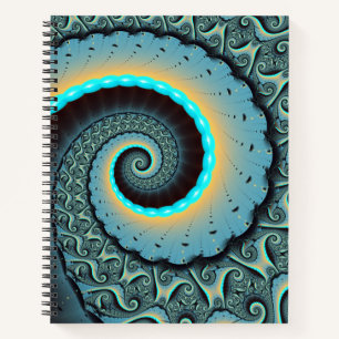 Abstract blauw turquoise oranje fractale kunst spi notitieboek