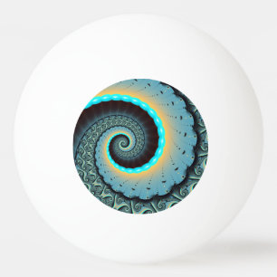 Abstract blauw turquoise oranje fractale kunst spi pingpongbal