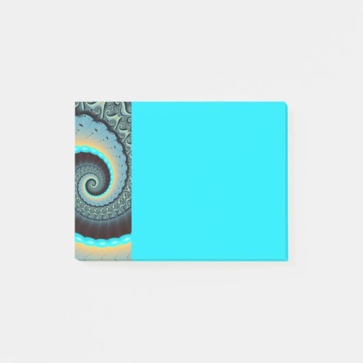Abstract blauw turquoise oranje fractale kunst spi post-it® notes (Voorkant)