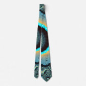 Abstract blauw turquoise oranje fractale kunst spi stropdas (Achterkant)