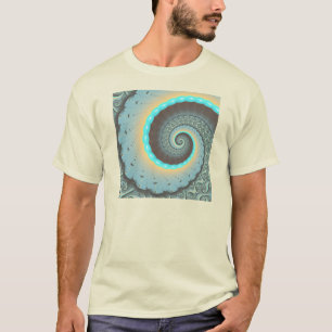 Abstract blauw turquoise oranje fractale kunst spi t-shirt