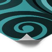 Abstract Blauw Varen Frond Curls Poster (Hoek)
